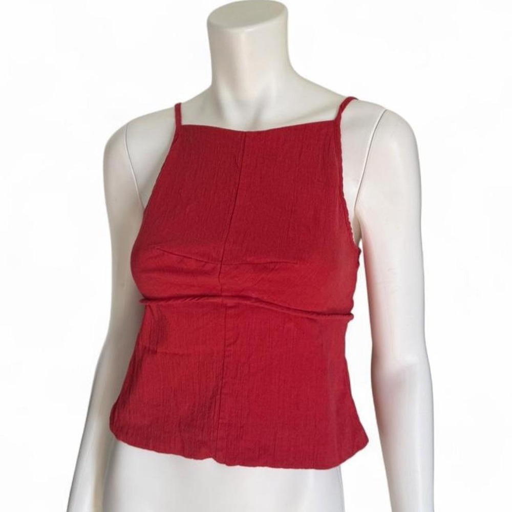 Free People No tag James Linen Top in a textured rust red with adjustable strap